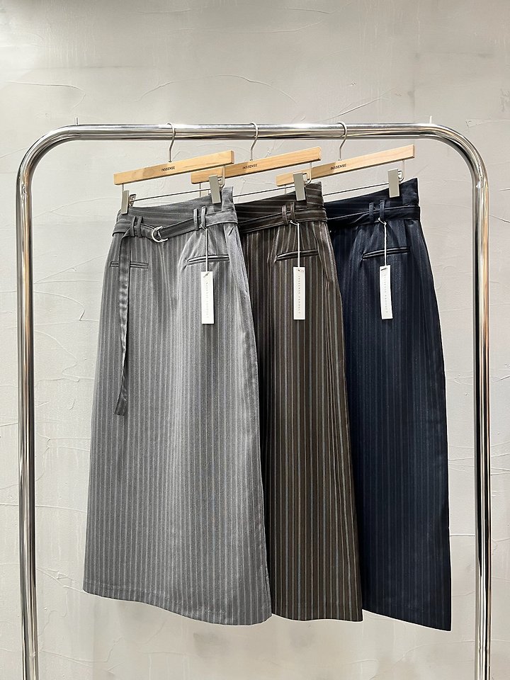 Pinstripe Belted Maxi Skirt by Inssense for Women - view 9