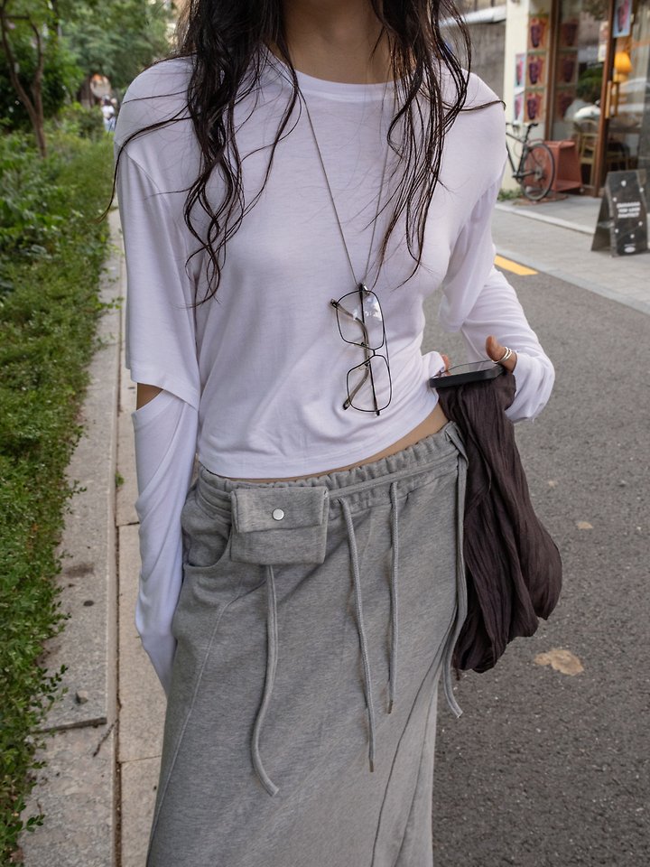 Slit Sleeve Cropped T-Shirt by Inssense for Women - view 1