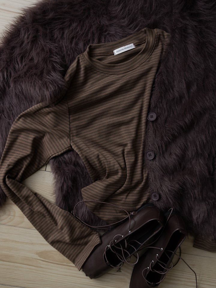 Soft Tencel Stripe Long Sleeve T by Inssense for Women - view 8