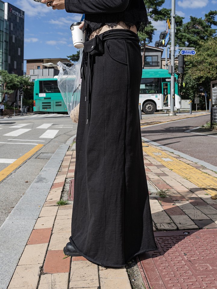 Strap 2-Way Pocket Sweat Maxi Skirt by Inssense for Women - view 7