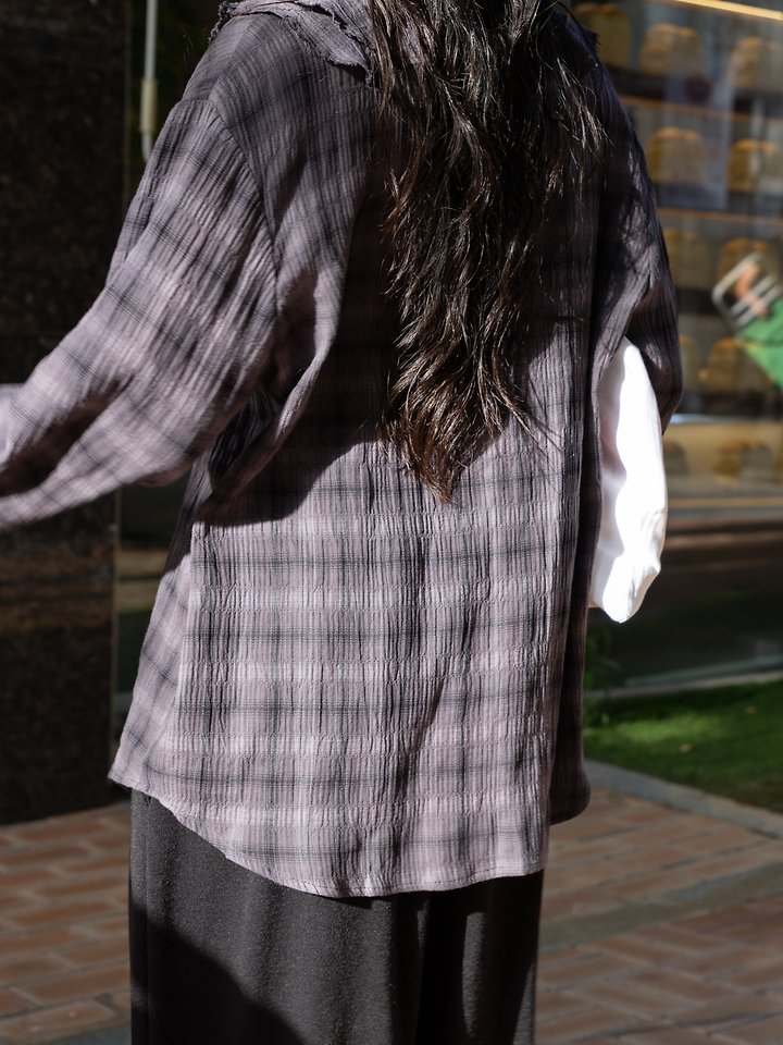 Washed Crinkle Check Ruffle Blouse by Inssense for Women - view 5