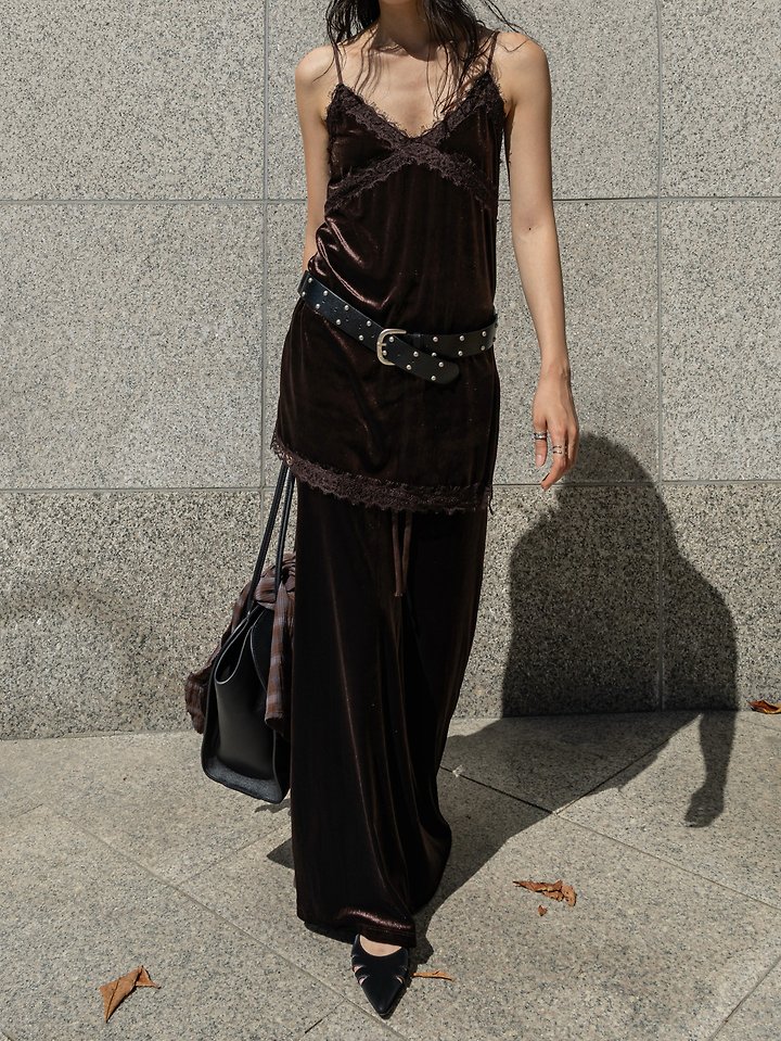 Velvet Lace Side Slit Sleeveless Top by Inssense for Women - view 10
