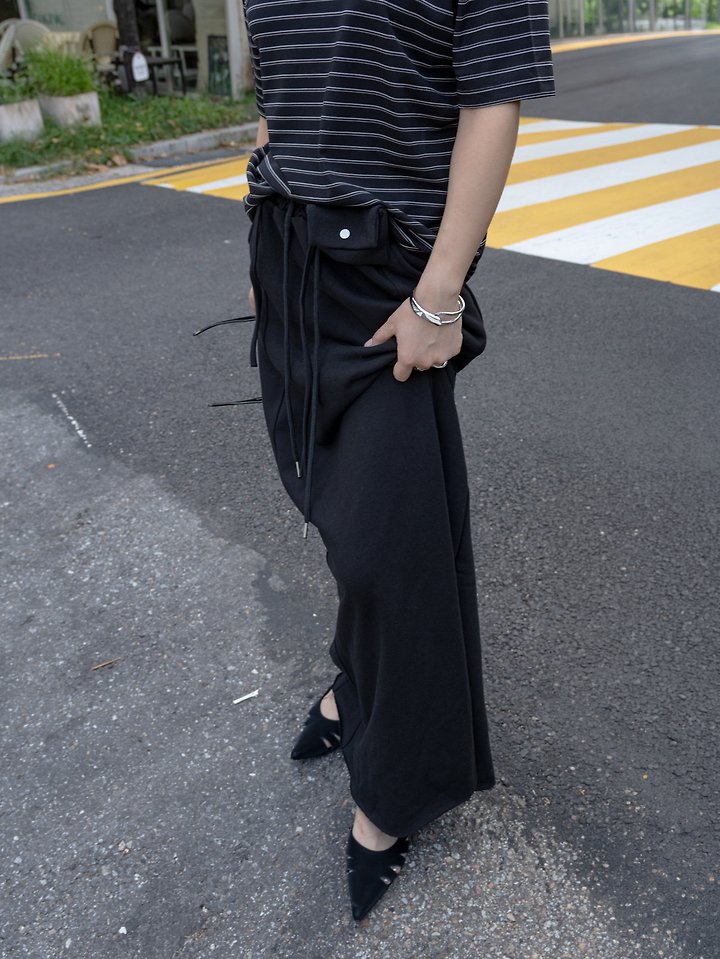 Strap 2-Way Pocket Sweat Maxi Skirt by Inssense for Women - view 11