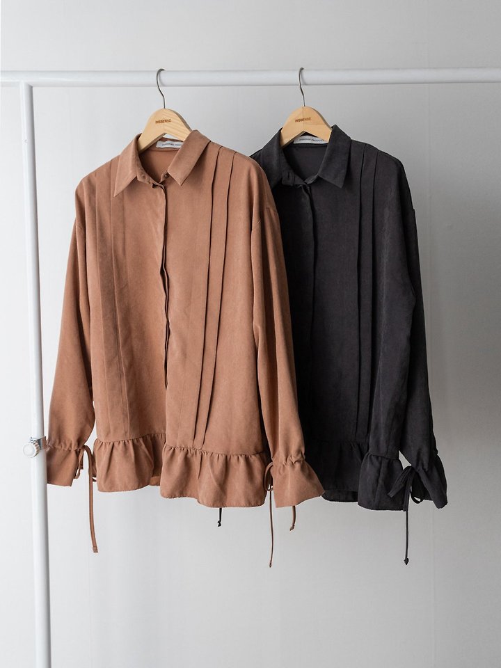 Suede Pintuck Shirring Blouse by Inssense for Women - view 9