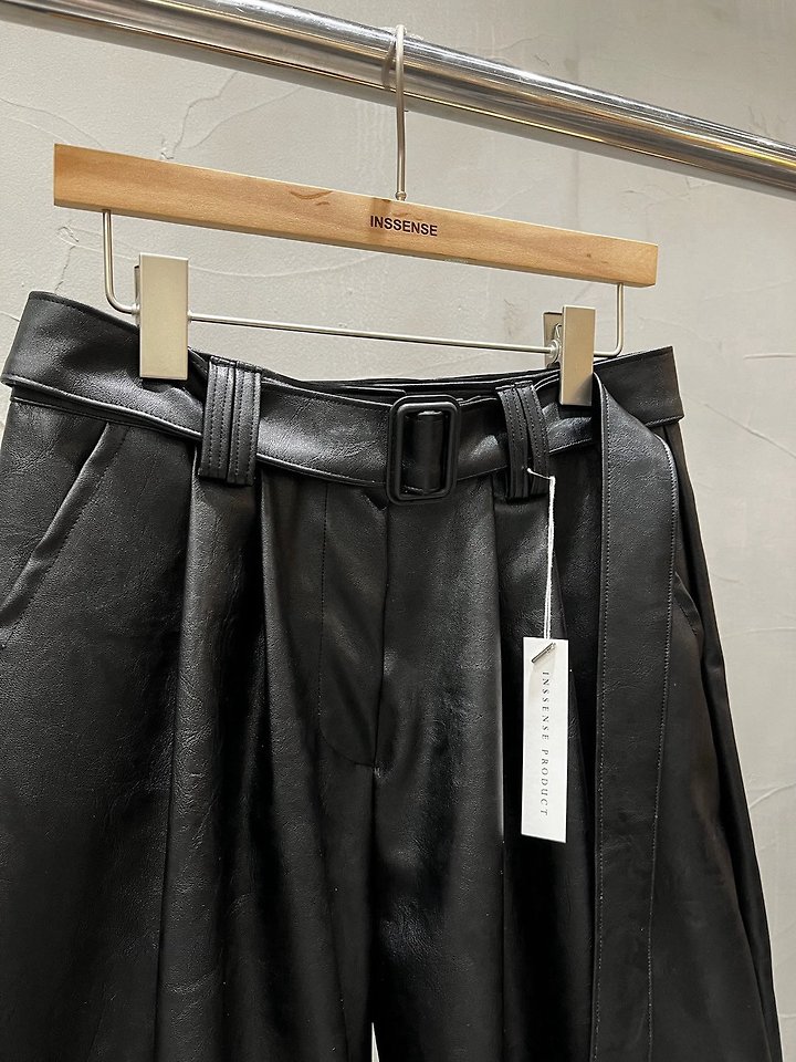 Leather Belted Bermuda Trousers by Inssense for Women - view 8