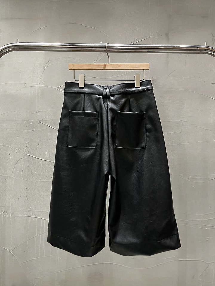 Leather Belted Bermuda Trousers by Inssense for Women - view 9