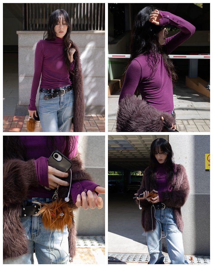 Brushed Fur Knit Cardigan by Inssense for Women - view 7