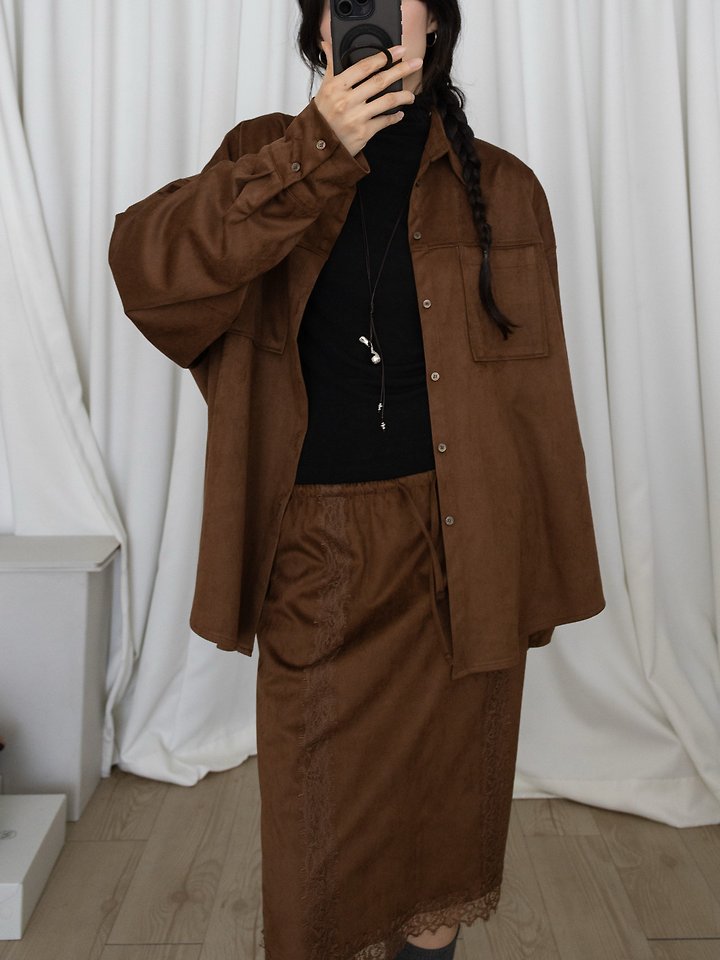 Oversized Suede Shirt by Inssense for Women - view 6