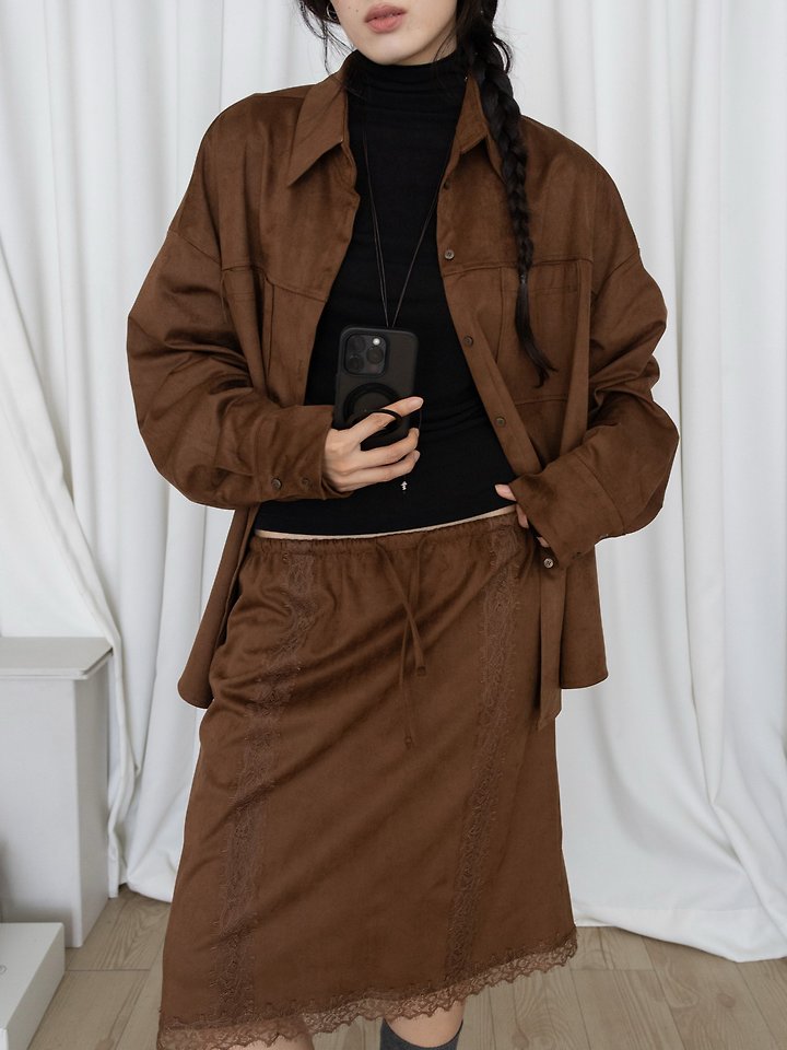 Oversized Suede Shirt by Inssense for Women - view 8