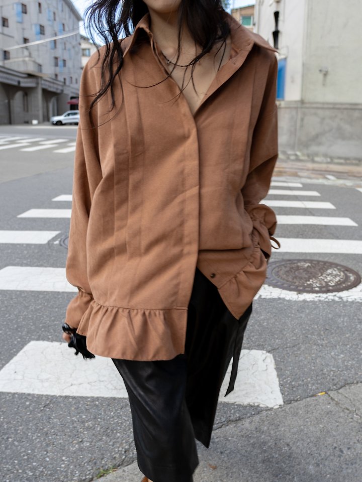 Suede Pintuck Shirring Blouse by Inssense for Women - view 2