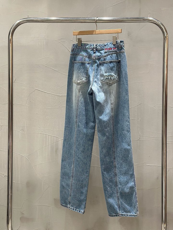 Edge Back Damage Straight Denim Pants by Inssense for Women - view 11