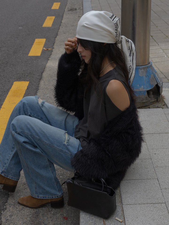 Edge Back Damage Straight Denim Pants by Inssense for Women - view 7