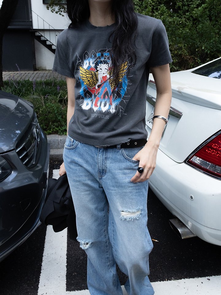Pigment Distressed Betty Rock Tour T-Shirt by Inssense for Women - view 4
