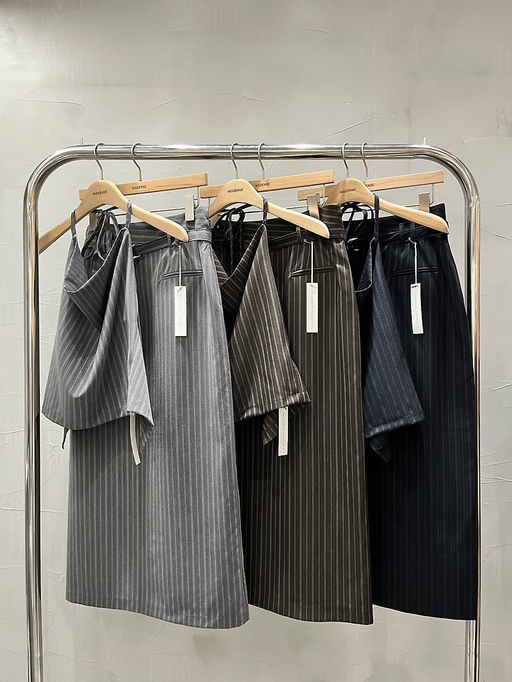 Pinstripe Belted Maxi Skirt by Inssense for Women - view 12