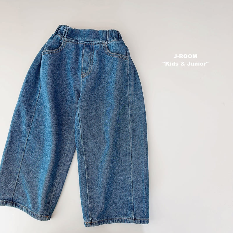Side Pleats Wide Denim Pants by J-Room for Child - view 2