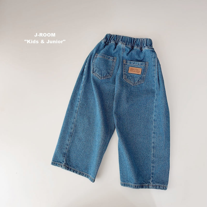 Side Pleats Wide Denim Pants by J-Room for Child - view 3