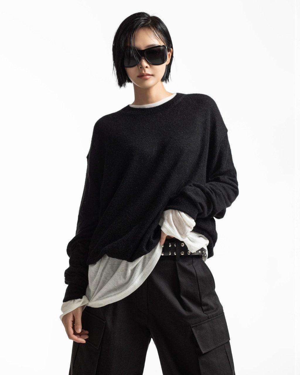 Oversized Baby Alphaca Sheer Knit Pullover by Paper Moon for Women - view 9