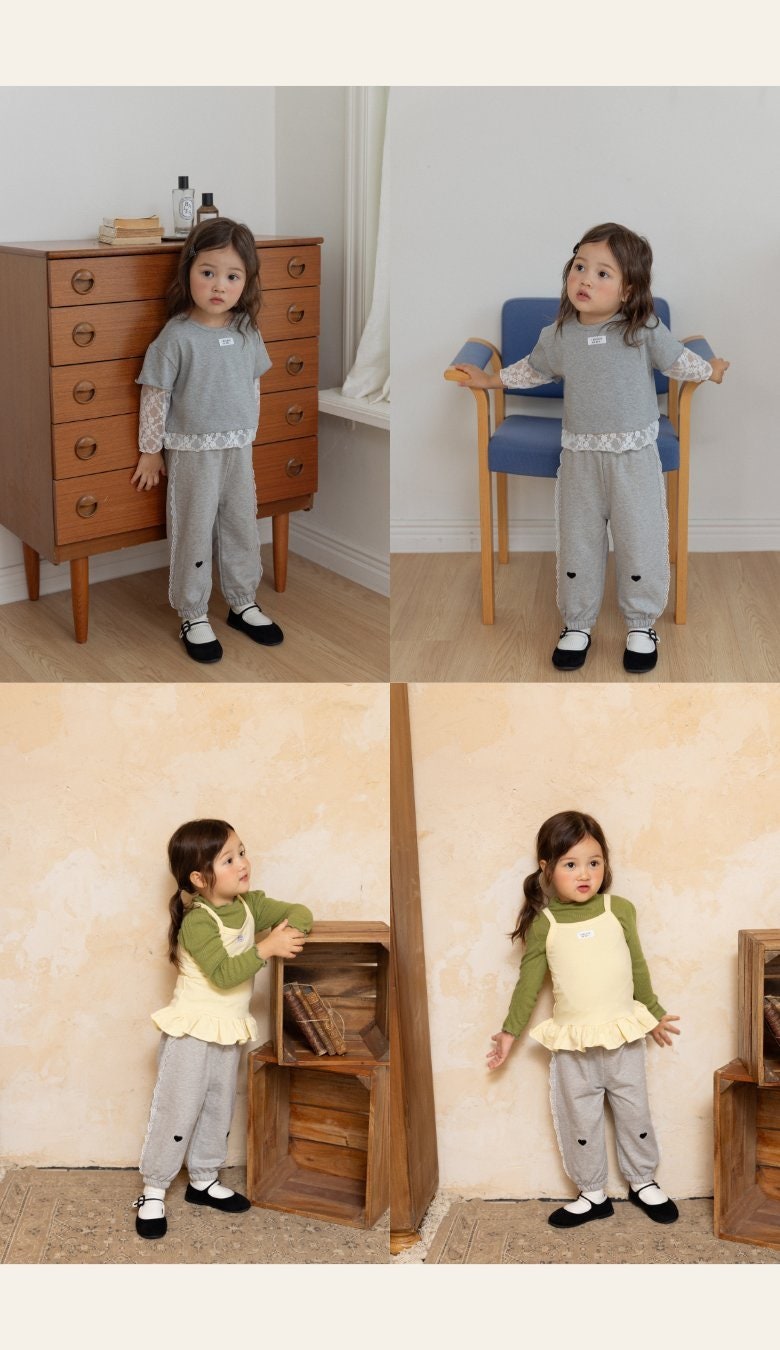Heart Lace Jogger Pants by Kikimora for Child - view 7