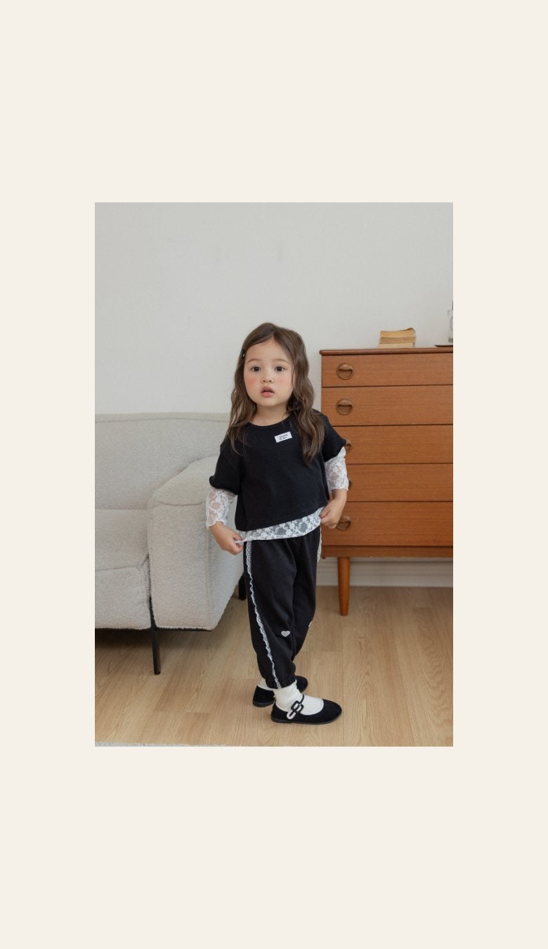 Heart Lace Jogger Pants by Kikimora for Child - view 9