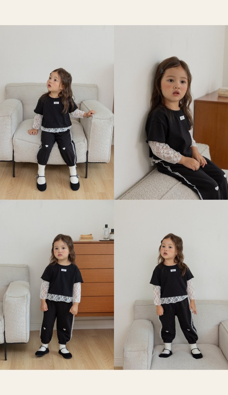 Heart Lace Jogger Pants by Kikimora for Child - view 11