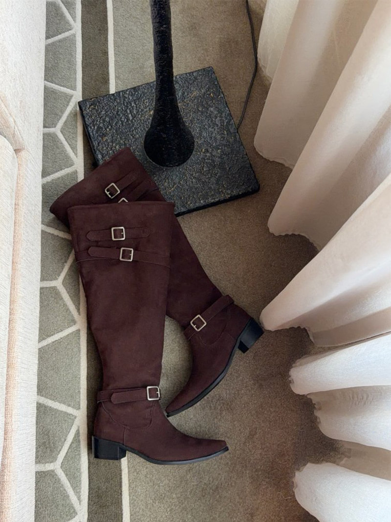 Bucklet Suede Boots by Made for Women - view 2