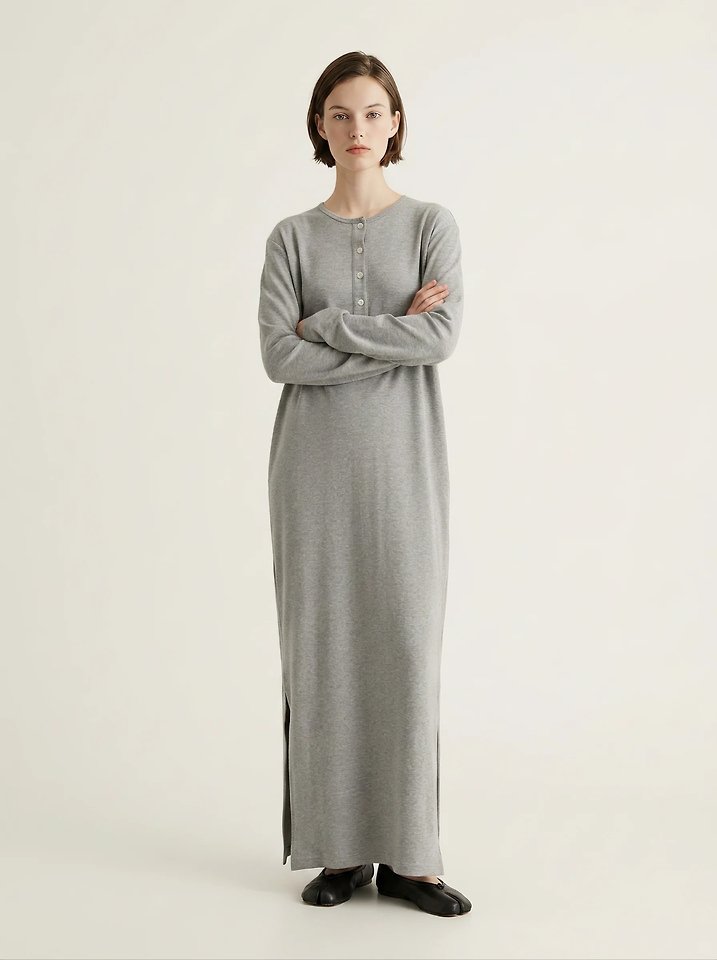 Henley Neck Long Dress by Merry J for Women - view 1