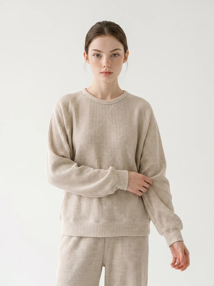 Waffle Sweatshirt + Waffle Box-Pleated Pants by Merry J for Women - view 2
