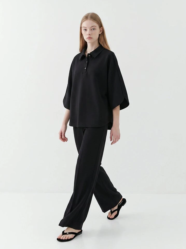 Marron Cushion Collar Blouse + Marron Cushion Pin-Tuck Pants by Merry J for Women - view 2
