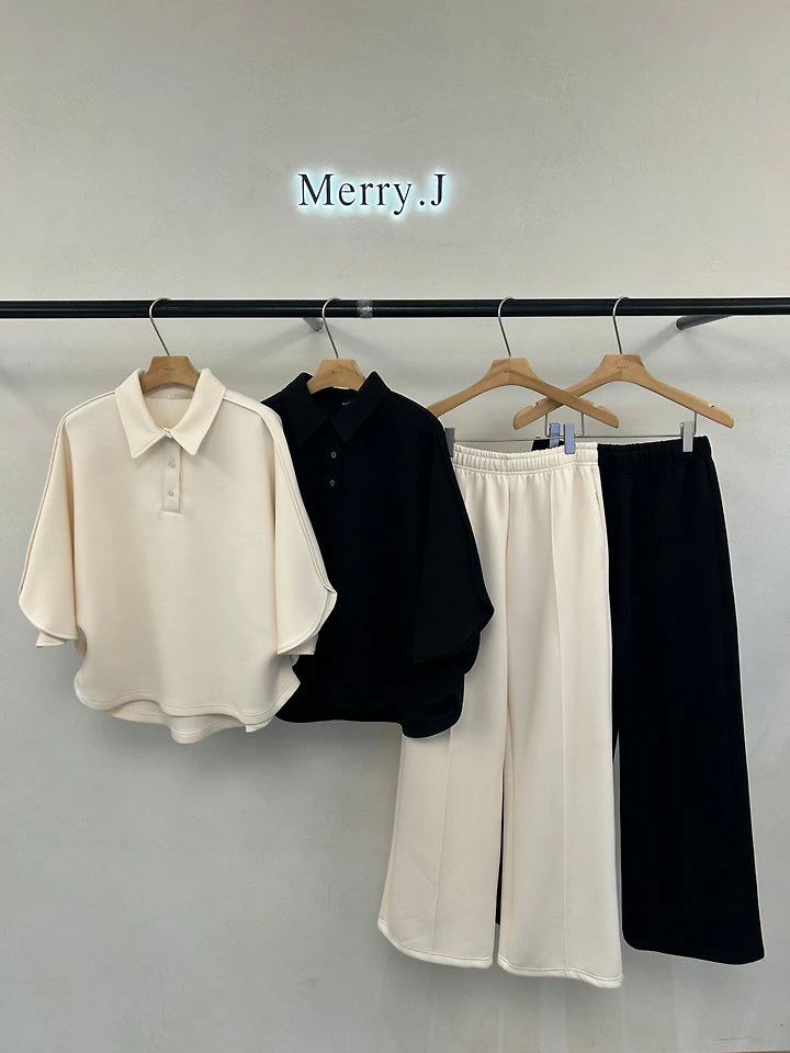 Marron Cushion Collar Blouse + Marron Cushion Pin-Tuck Pants by Merry J for Women - view 4