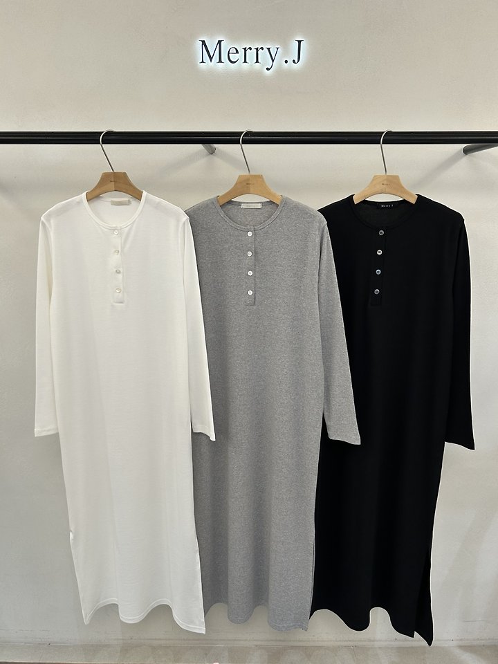 Henley Neck Long Dress by Merry J for Women - view 4