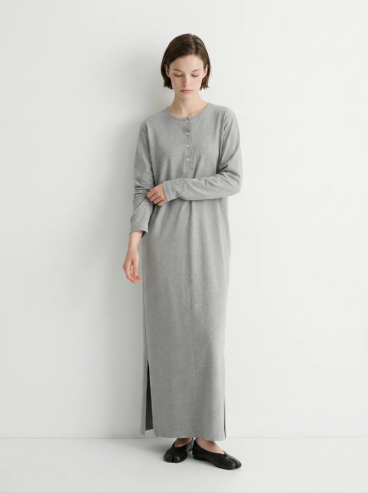 Henley Neck Long Dress by Merry J for Women - view 2