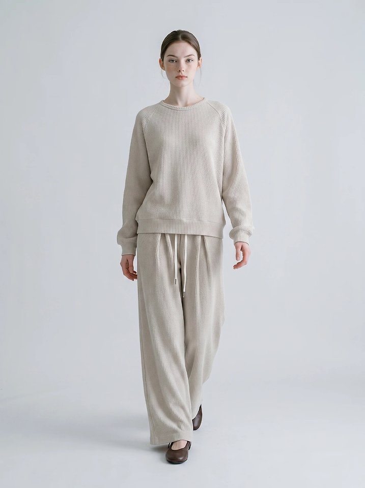 Waffle Sweatshirt + Waffle Box-Pleated Pants by Merry J for Women - view 1