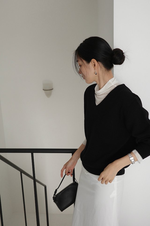 wool cashmere V neck lobe knit by Moani for Women - view 1