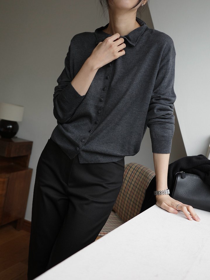 Silkwool high neck button cardigan by Moani for Women - view 1