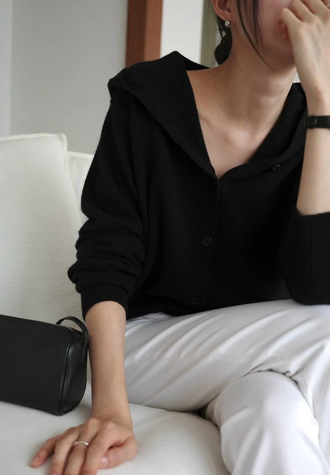 Wool cashmere Hoodie button cardigan by Moani for Women - view 1