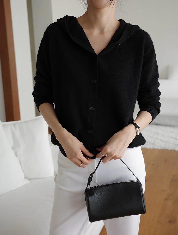 Wool cashmere Hoodie button cardigan by Moani for Women - view 3