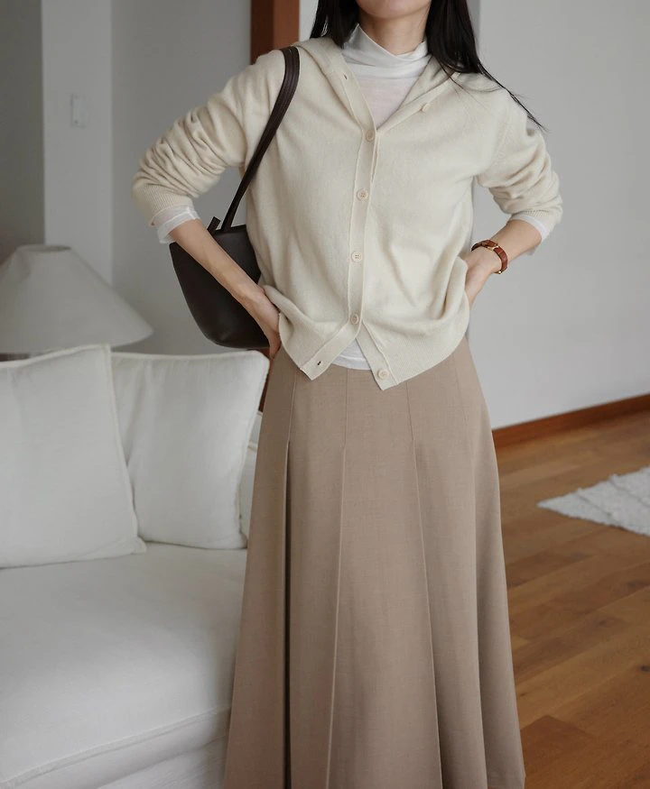 Wool cashmere Hoodie button cardigan by Moani for Women - view 8