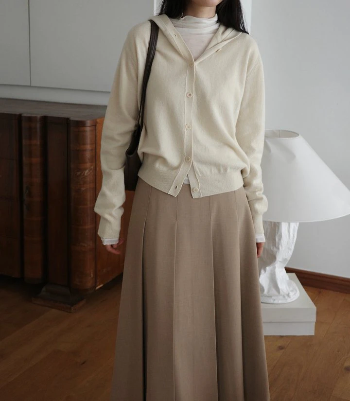 Wool cashmere Hoodie button cardigan by Moani for Women - view 9