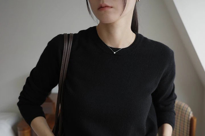 Wool cashmere double lipped round neck knit  by Moani for Women - view 1