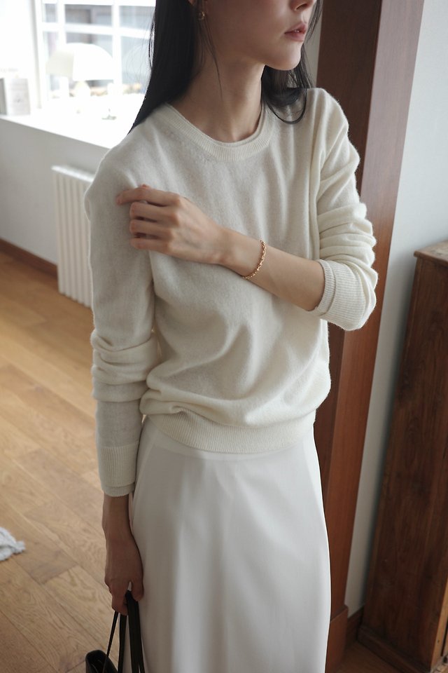 Wool cashmere double lipped round neck knit  by Moani for Women - view 7