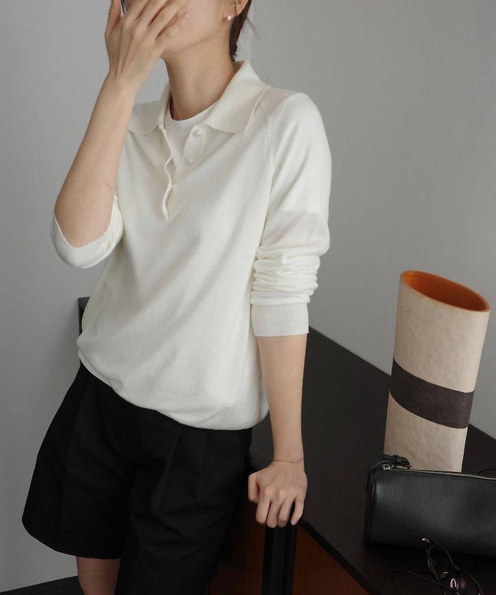 Silk wool collar button knit by Moani for Women - view 6