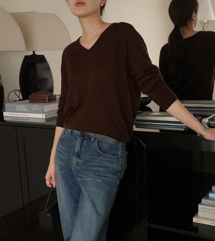 Silk wool V neck knit by Moani for Women - view 3