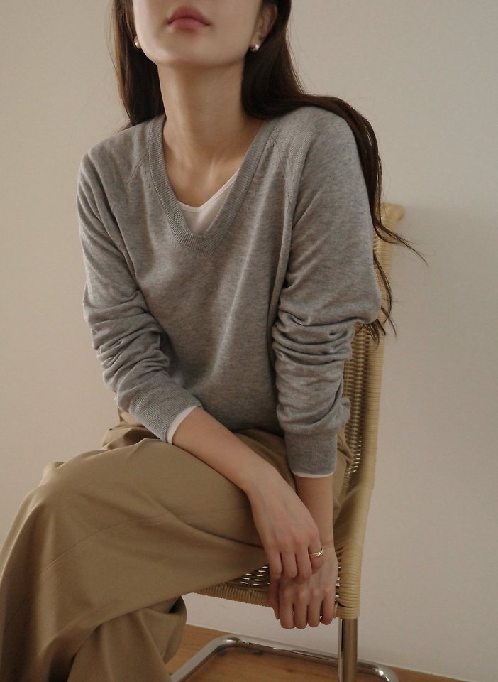 Silk wool V neck knit by Moani for Women - view 5