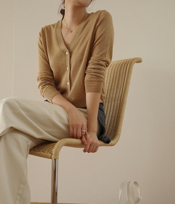 Silkwool V neck cardigan by Moani for Women - view 4