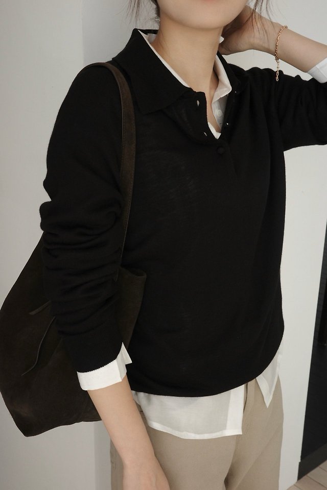 Silk wool collar button knit by Moani for Women - view 1