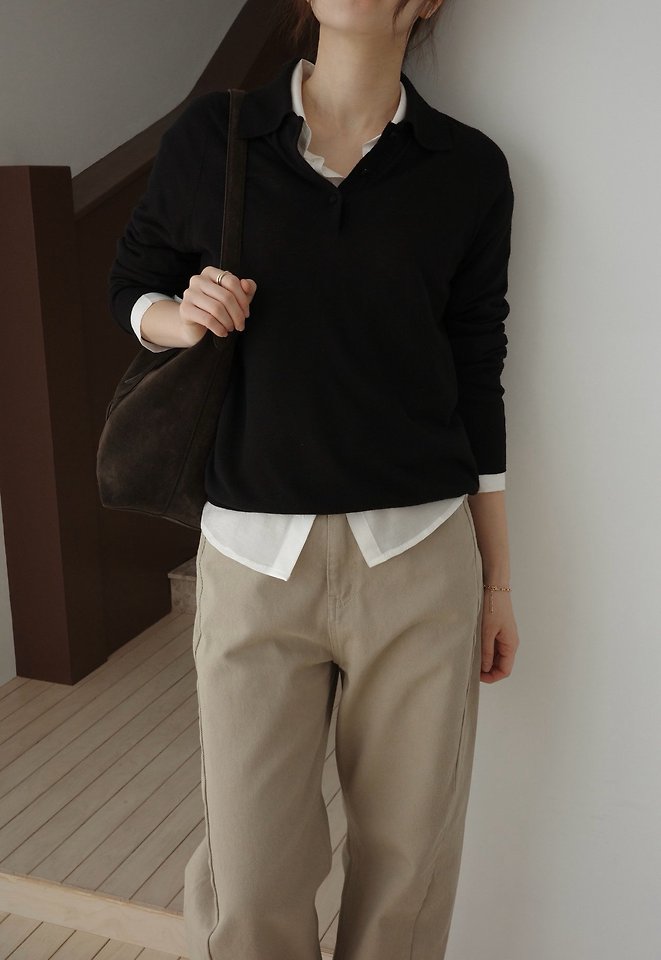 Silk wool collar button knit by Moani for Women - view 2