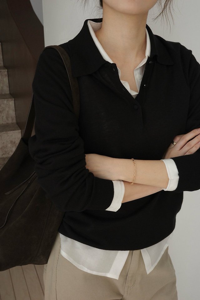 Silk wool collar button knit by Moani for Women - view 3