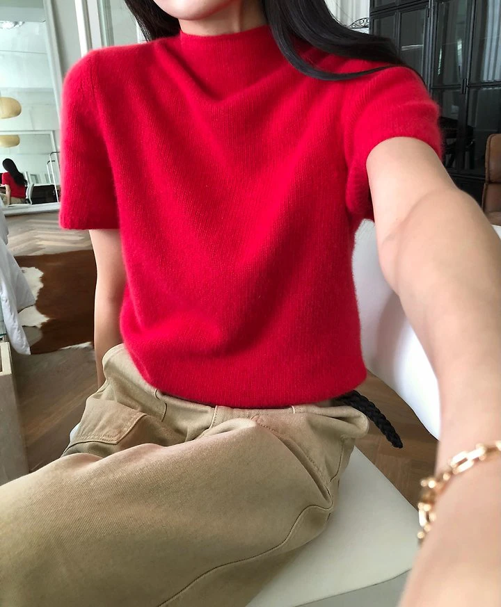 Turtle neck half sleeve raccoon knit by Moani for Women - view 8