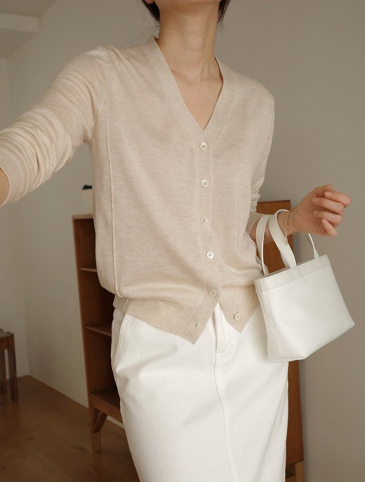 Silkwool V neck cardigan by Moani for Women - view 8