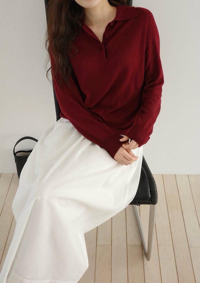Silk wool collar button knit by Moani for Women - view 5